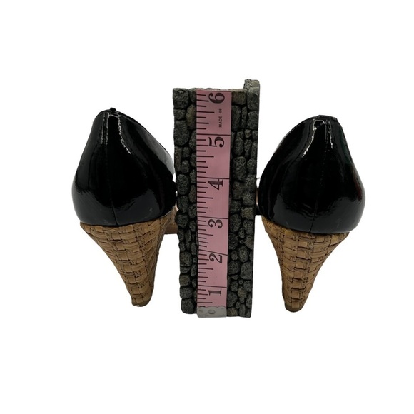 MICHAEL Michael Kors Black Patent Peep Toe Espadrille Wedge Heels Size 10 Womens - Picture 8 of 9